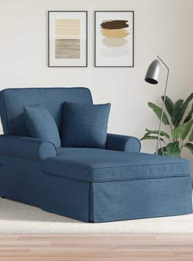 VidaXL Chaise Lounge met Rok met kussen Blauw 91 x 157 x 91 cm Stof