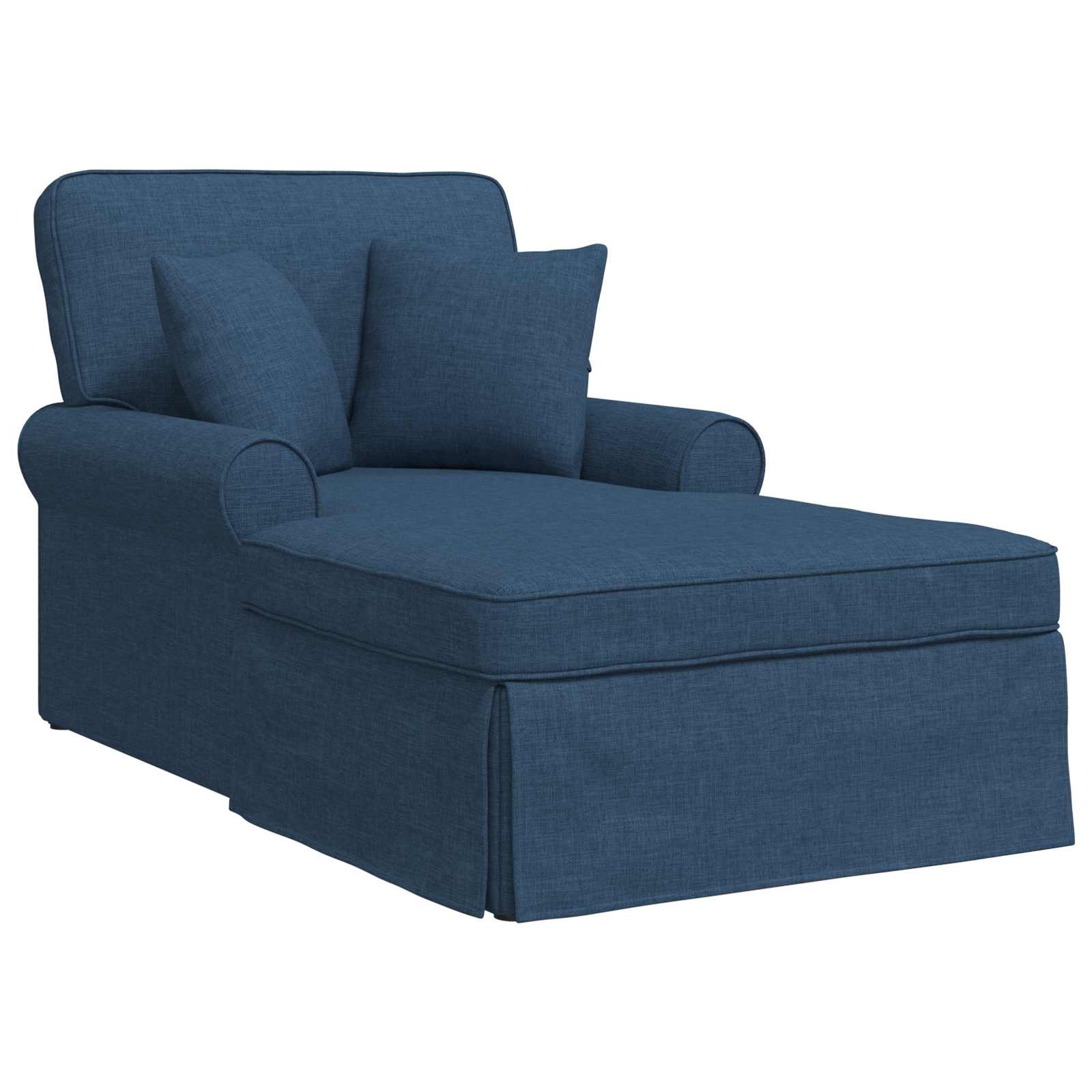 VidaXL Chaise Lounge met Rok met kussen Blauw 91 x 157 x 91 cm Stof