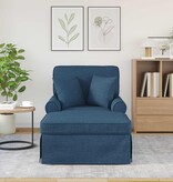 VidaXL Chaise Lounge met Rok met kussen Blauw 91 x 157 x 91 cm Stof