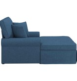 VidaXL Chaise Lounge met Rok met kussen Blauw 91 x 157 x 91 cm Stof