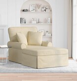 VidaXL Chaise Lounge met Rok met kussen Crème 91 x 157 x 91 cm Stof