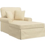 VidaXL Chaise Lounge met Rok met kussen Crème 91 x 157 x 91 cm Stof