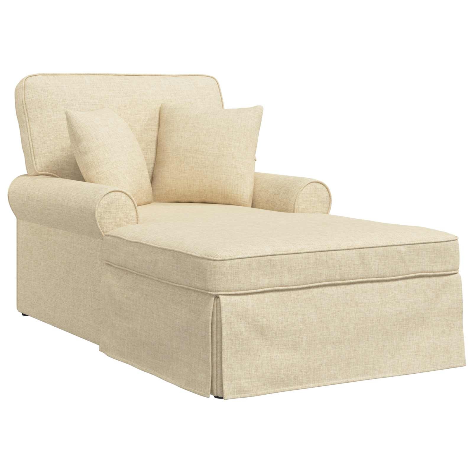 VidaXL Chaise Lounge met Rok met kussen Crème 91 x 157 x 91 cm Stof