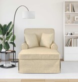 VidaXL Chaise Lounge met Rok met kussen Crème 91 x 157 x 91 cm Stof