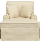 VidaXL Chaise Lounge met Rok met kussen Crème 91 x 157 x 91 cm Stof