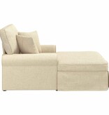 VidaXL Chaise Lounge met Rok met kussen Crème 91 x 157 x 91 cm Stof