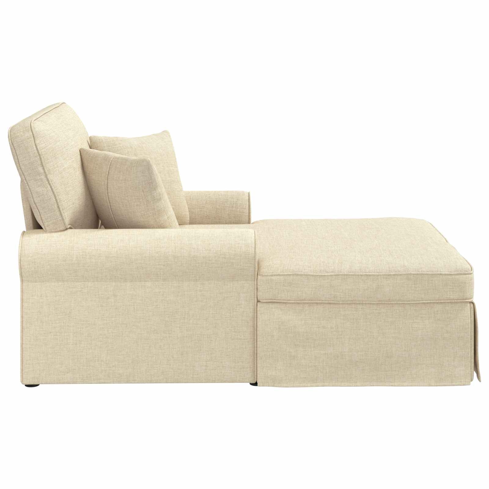 VidaXL Chaise Lounge met Rok met kussen Crème 91 x 157 x 91 cm Stof