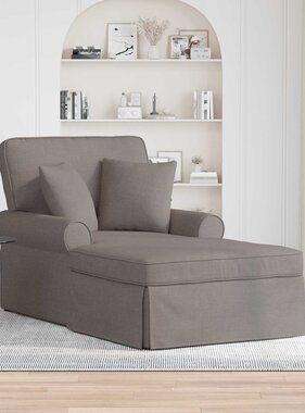 VidaXL Chaise Lounge met Rok met kussen Taupe 91 x 157 x 91 cm Stof