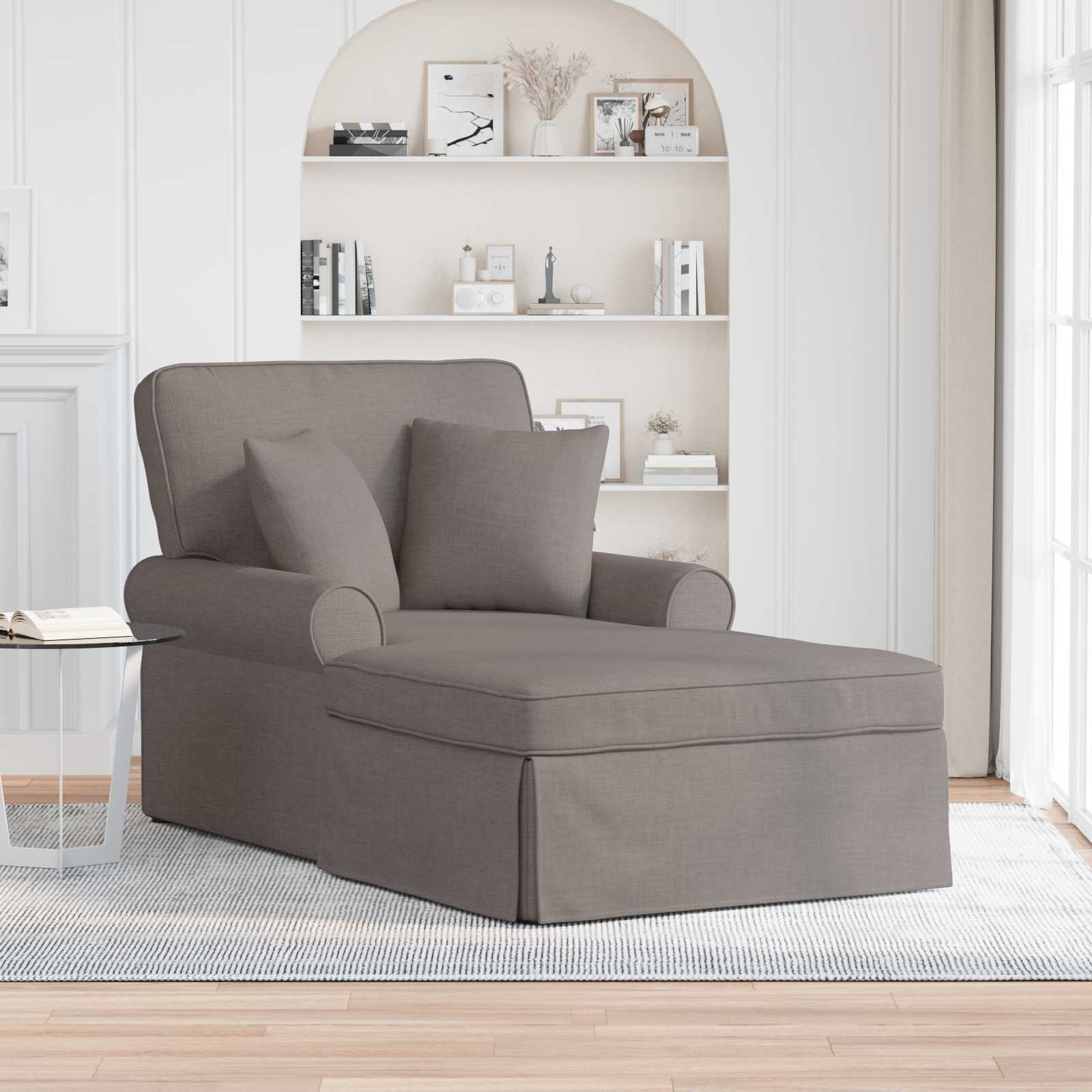VidaXL Chaise Lounge met Rok met kussen Taupe 91 x 157 x 91 cm Stof