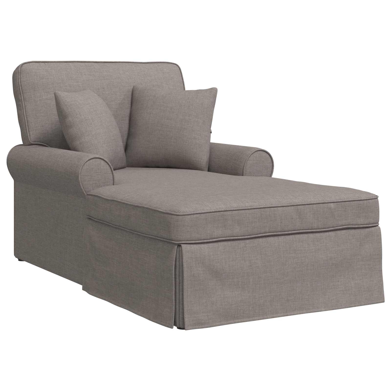 VidaXL Chaise Lounge met Rok met kussen Taupe 91 x 157 x 91 cm Stof