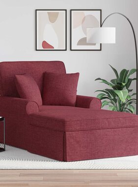 VidaXL Chaise Lounge met Rok met kussen Wijnrood 91 x 157 x 91 cm Stof