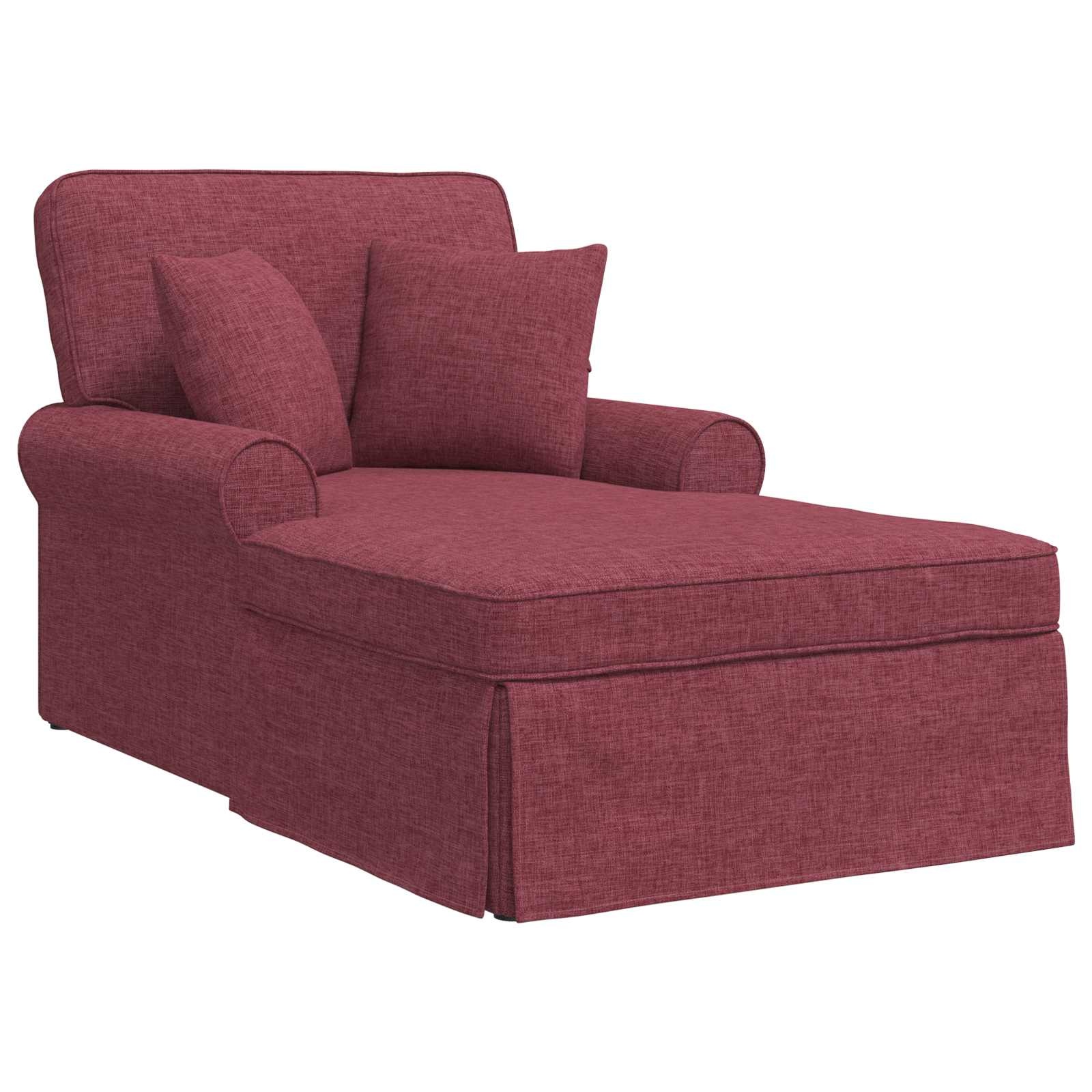 VidaXL Chaise Lounge met Rok met kussen Wijnrood 91 x 157 x 91 cm Stof