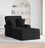 VidaXL Chaise Lounge met Rok met kussen Zwart 91 x 157 x 91 cm Stof