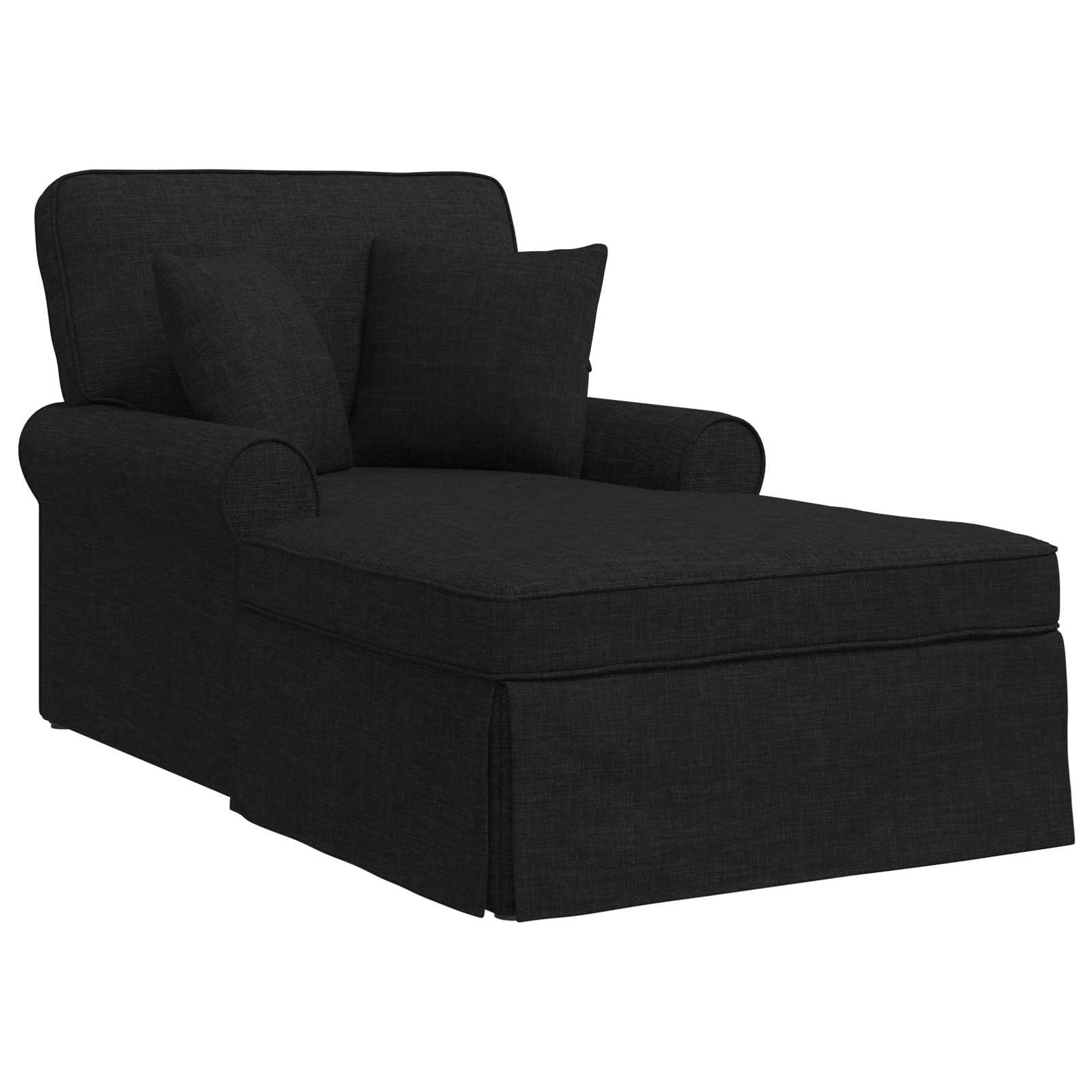 VidaXL Chaise Lounge met Rok met kussen Zwart 91 x 157 x 91 cm Stof