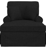 VidaXL Chaise Lounge met Rok met kussen Zwart 91 x 157 x 91 cm Stof