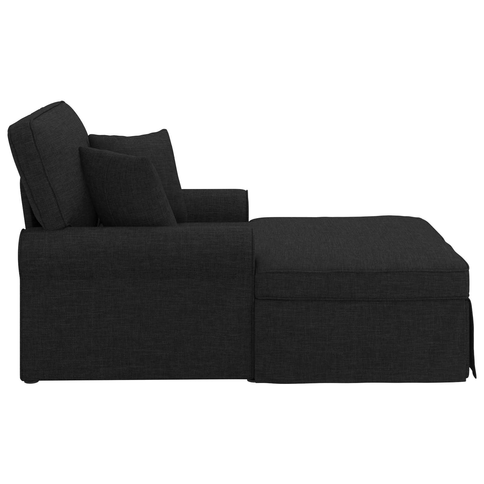 VidaXL Chaise Lounge met Rok met kussen Zwart 91 x 157 x 91 cm Stof
