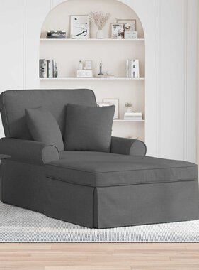 VidaXL Chaise Lounge met Rok Donkergrijs 91 x 157 x 91 cm Stof