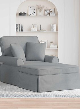 VidaXL Chaise Lounge met Rok Lichtgrijs 91 x 157 x 91 cm Stof