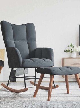 VidaXL Schommelstoel met voetensteun 2 pcs Donkergrijs Fluweel