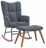 VidaXL Schommelstoel met voetensteun 2 pcs Donkergrijs Fluweel