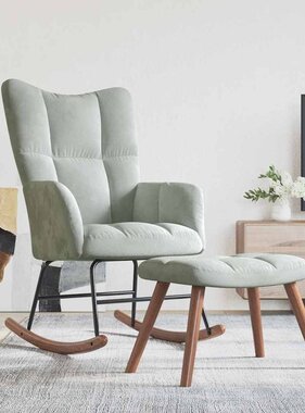 VidaXL Schommelstoel met voetensteun Lichtgrijs 78 x 61 x 98 cm