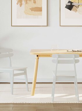 VidaXL Eetkamerstoel 2 pcs Wit Massief Rubberhout