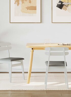 VidaXL Eetkamerstoel 2 pcs Wit en Grijs Massief Rubberhout