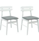 VidaXL Eetkamerstoel 2 pcs Wit en Grijs Massief Rubberhout