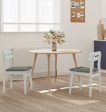 VidaXL Eetkamerstoel 2 pcs Wit en Grijs Massief Rubberhout