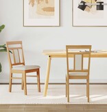 VidaXL Eetkamerstoel 2 pcs Natuurlijk en Licht Massief Rubberhout