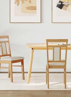 VidaXL Eetkamerstoel 2 pcs Natuurlijk en Licht Massief Rubberhout