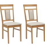 VidaXL Eetkamerstoel 2 pcs Natuurlijk en Licht Massief Rubberhout