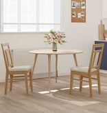 VidaXL Eetkamerstoel 2 pcs Natuurlijk en Licht Massief Rubberhout