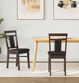 VidaXL Eetkamerstoel 2 pcs Lichtbruin en Zwart Massief Rubberhout