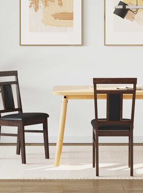 VidaXL Eetkamerstoel 2 pcs Lichtbruin en Zwart Massief Rubberhout