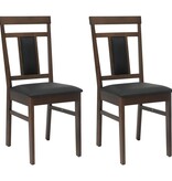 VidaXL Eetkamerstoel 2 pcs Lichtbruin en Zwart Massief Rubberhout