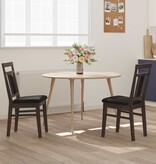 VidaXL Eetkamerstoel 2 pcs Lichtbruin en Zwart Massief Rubberhout