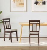 VidaXL Eetkamerstoel 2 pcs Lichtbruin en Licht Massief Rubberhout