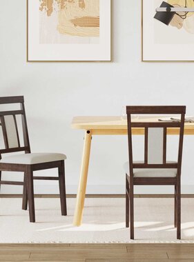 VidaXL Eetkamerstoel 2 pcs Lichtbruin en Licht Massief Rubberhout