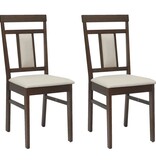 VidaXL Eetkamerstoel 2 pcs Lichtbruin en Licht Massief Rubberhout