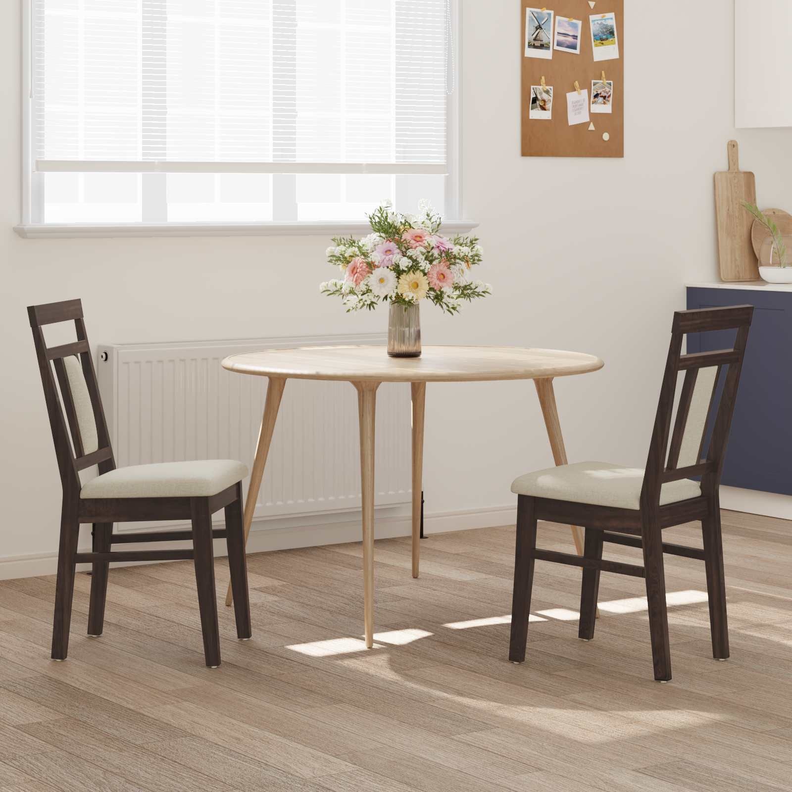 VidaXL Eetkamerstoel 2 pcs Lichtbruin en Licht Massief Rubberhout