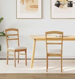 VidaXL Eetkamerstoel 2 pcs Natuurlijk en Licht Massief Rubberhout