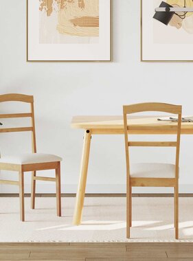 VidaXL Eetkamerstoel 2 pcs Natuurlijk en Licht Massief Rubberhout