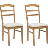 VidaXL Eetkamerstoel 2 pcs Natuurlijk en Licht Massief Rubberhout