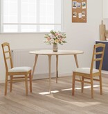 VidaXL Eetkamerstoel 2 pcs Natuurlijk en Licht Massief Rubberhout