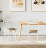 VidaXL Eetkamerstoel 2 pcs Wit en Bruin Massief Rubberhout