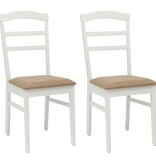 VidaXL Eetkamerstoel 2 pcs Wit en Bruin Massief Rubberhout