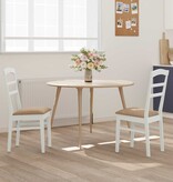 VidaXL Eetkamerstoel 2 pcs Wit en Bruin Massief Rubberhout