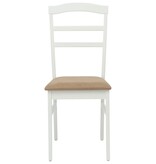 VidaXL Eetkamerstoel 2 pcs Wit en Bruin Massief Rubberhout