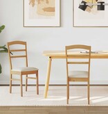 VidaXL Eetkamerstoel 2 pcs Natuurlijk en Licht Massief Rubberhout